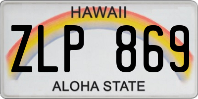HI license plate ZLP869
