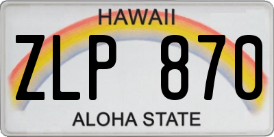 HI license plate ZLP870