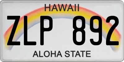 HI license plate ZLP892
