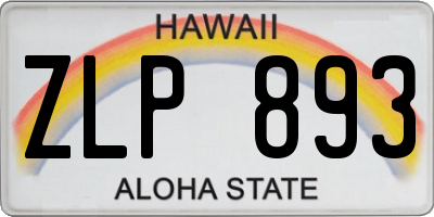 HI license plate ZLP893