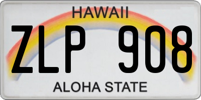 HI license plate ZLP908