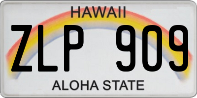 HI license plate ZLP909