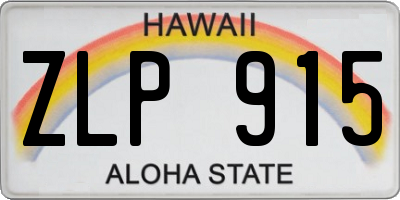 HI license plate ZLP915