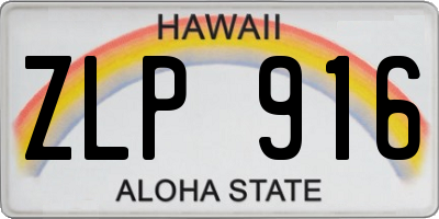 HI license plate ZLP916