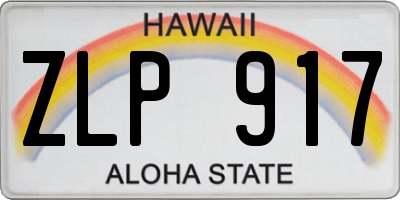 HI license plate ZLP917