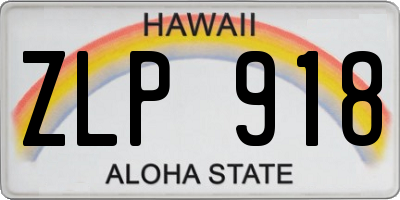 HI license plate ZLP918