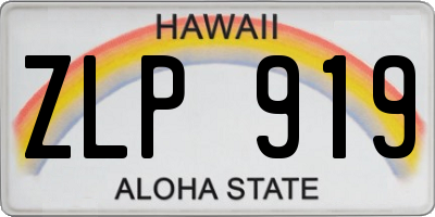 HI license plate ZLP919