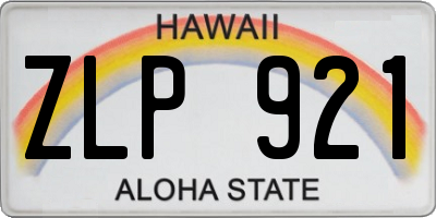 HI license plate ZLP921