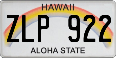 HI license plate ZLP922