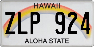 HI license plate ZLP924