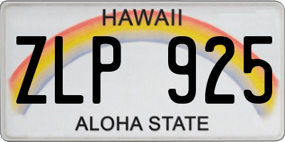 HI license plate ZLP925