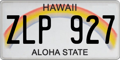 HI license plate ZLP927