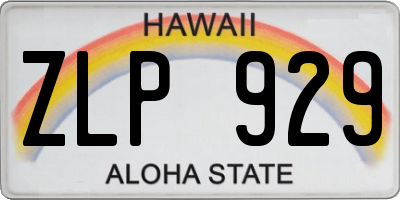 HI license plate ZLP929