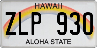 HI license plate ZLP930
