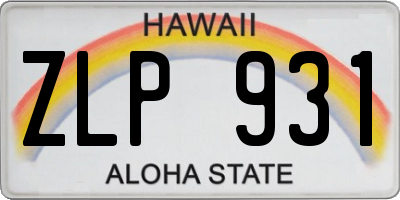 HI license plate ZLP931