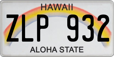 HI license plate ZLP932