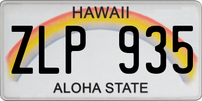 HI license plate ZLP935
