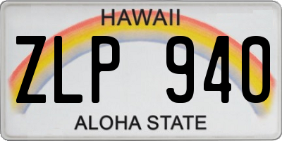 HI license plate ZLP940