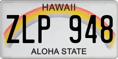 HI license plate ZLP948
