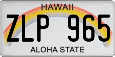 HI license plate ZLP965