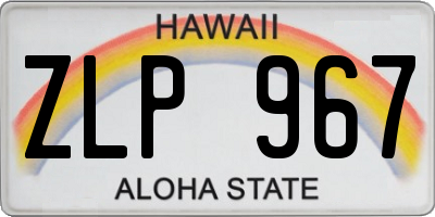 HI license plate ZLP967