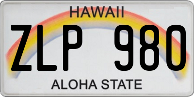 HI license plate ZLP980