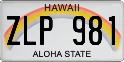 HI license plate ZLP981