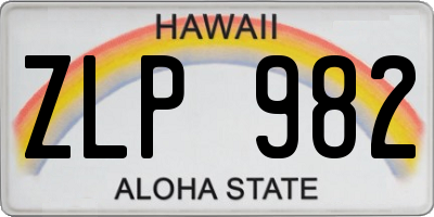 HI license plate ZLP982