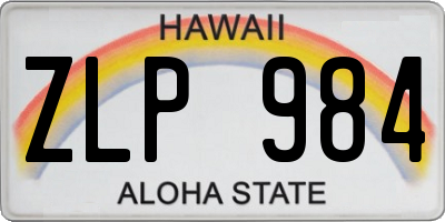HI license plate ZLP984