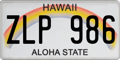 HI license plate ZLP986