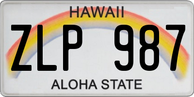 HI license plate ZLP987