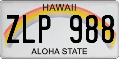HI license plate ZLP988