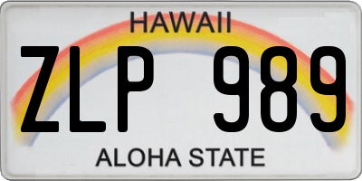 HI license plate ZLP989