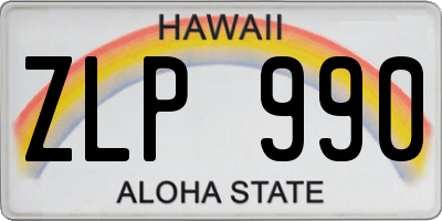 HI license plate ZLP990