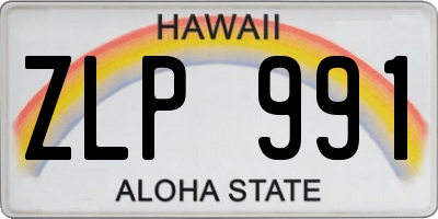 HI license plate ZLP991