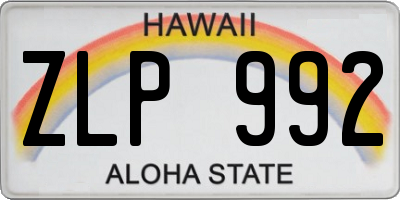 HI license plate ZLP992