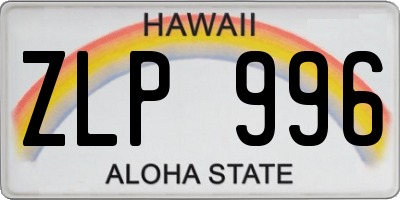 HI license plate ZLP996