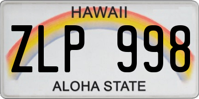 HI license plate ZLP998