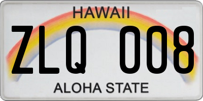 HI license plate ZLQ008