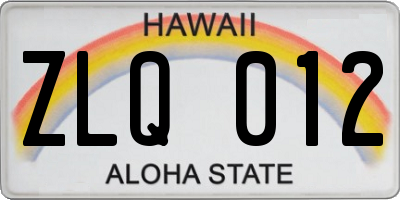 HI license plate ZLQ012