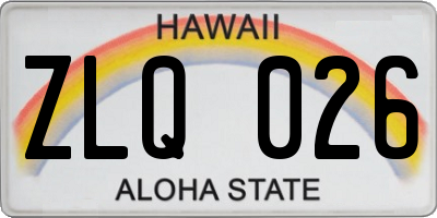 HI license plate ZLQ026
