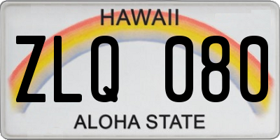 HI license plate ZLQ080