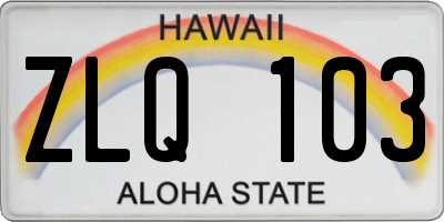 HI license plate ZLQ103