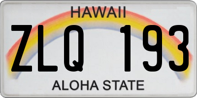 HI license plate ZLQ193