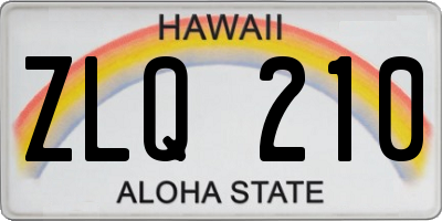 HI license plate ZLQ210