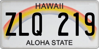 HI license plate ZLQ219
