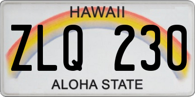 HI license plate ZLQ230