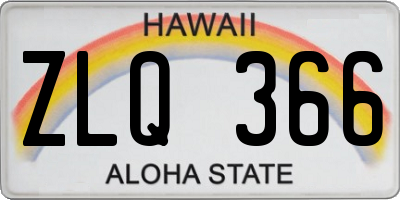HI license plate ZLQ366