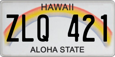 HI license plate ZLQ421