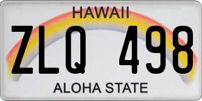 HI license plate ZLQ498